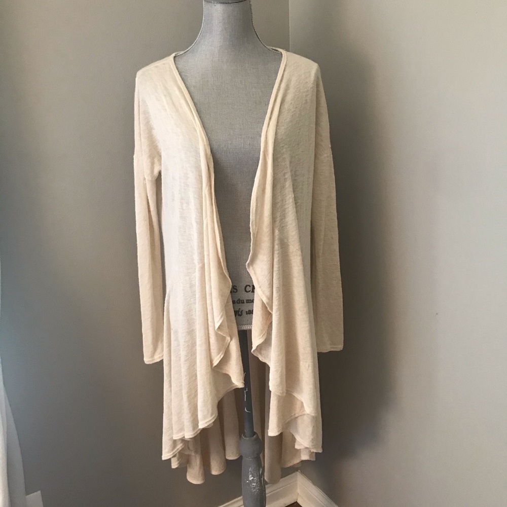 Cream Open Front Cardigan